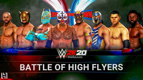 WWE 2K20 Battle Of High Flyers 8 Man Elimination Match Gameplay Ft