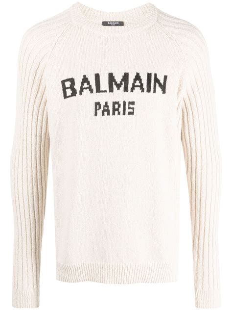 Intarsia Knit Logo Jumper Balmain Eraldo KR