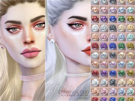 The Sims Resource Diamond Ya Earrings Duo By Pralinesims Sims