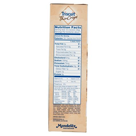 Triscuits Nutrition Label