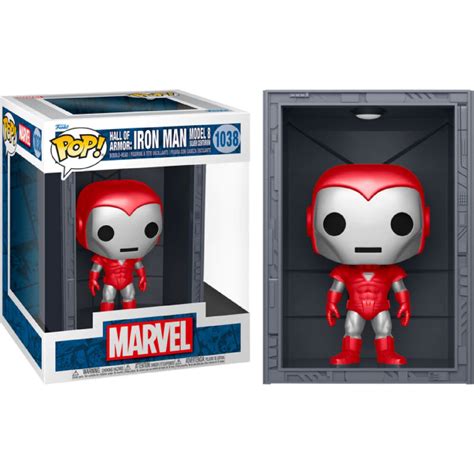 Funko Pop Deluxe Marvel Hall Of Armor Iron Man Model Silver