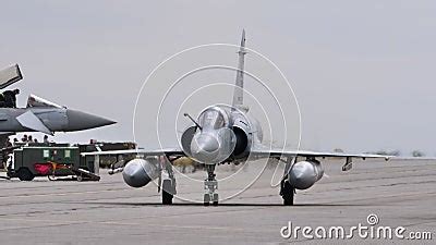 Dassault Mirage 2000C Taxiing On The Runway Front View Of Cockpit