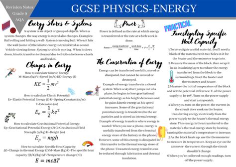 Gcse Physics Aqa Revision Notes Energy Grade 8 9 Revision Notes