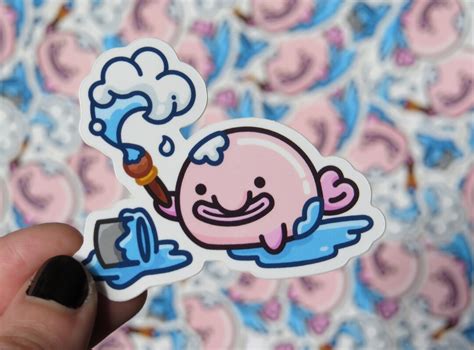 Artist Blobfish Kawaii Waterproof Sticker Etsy