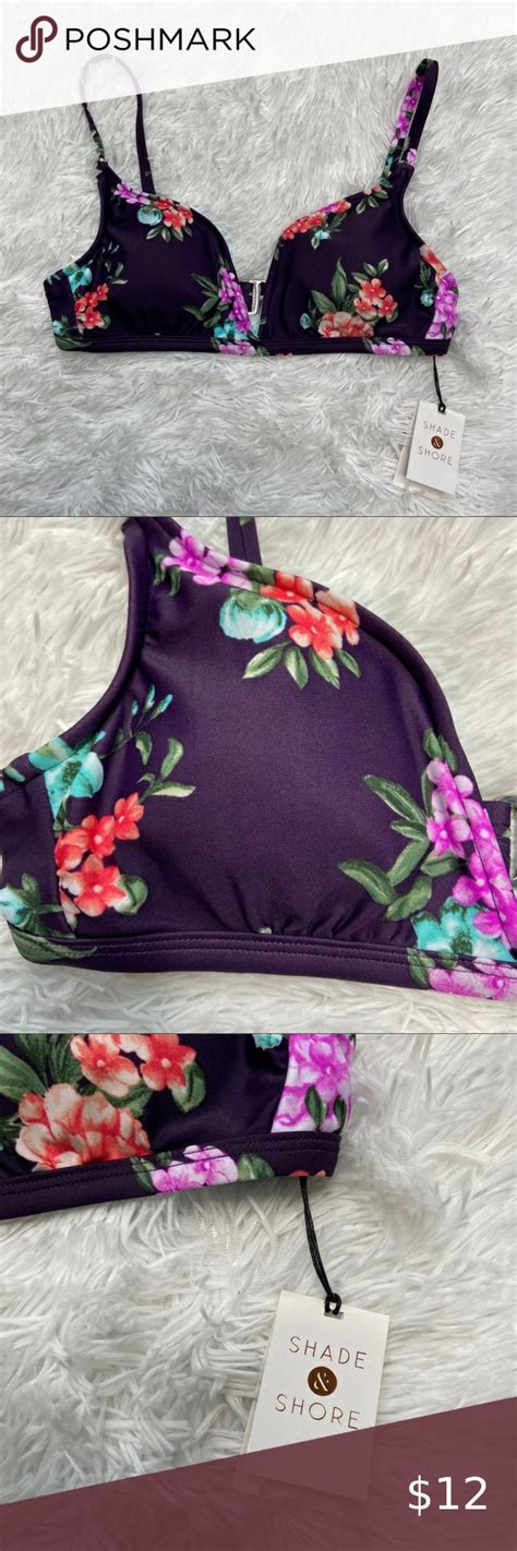 Shade Shore Dark Purple Floral Bikini Top S In 2020 Floral