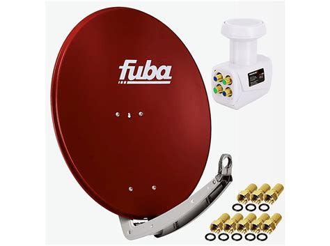 FUBA DAA 780 R 74x84cm Sat Schüssel Alu Rot LNB Quad 8x F Stecker Sat