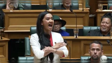 New Zealands Maori Mp Hana Rawhiti Maipi Clarke Does The Haka In