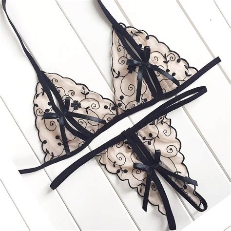 New Transparent Embroider Women Sexy Lingerie Bras Set Female Lace