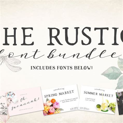 The Rustic Font Bundle Rustic Font Shabby Chic Font Etsy