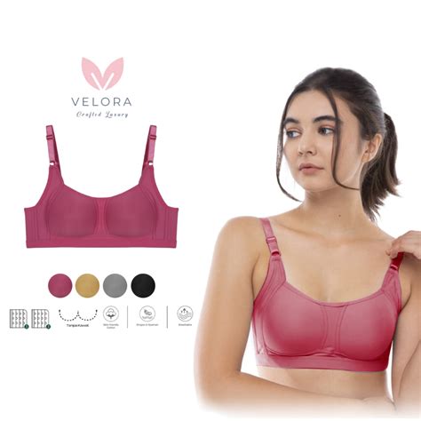 Jual Velora Bra Tanpa Kawat Busa Tipis Bahan Katun Full Cup Bra