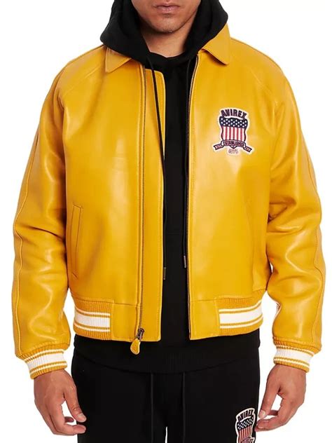 Lamar Odom Avirex Icon Yellow Leather Jacket Wilson Jackets