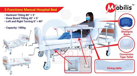 5 Functions Manual Hospital Bed PN M04 YouTube