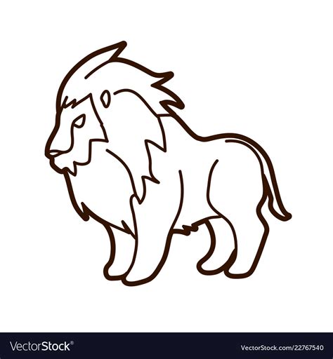 Lion standing side view graphic Royalty Free Vector Image