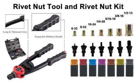 Tr Toolrock 860pcs Sae Rivet Nut Assortment Kit And 13 Rivet Nut Gun Kit Sae Unc 6