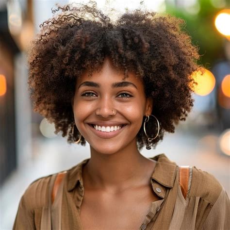 Premium Photo Photo Portrait Of Young African Woman With Afro