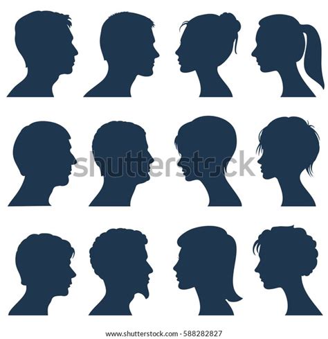 Man Woman Face Profile Vector Silhouettes Arkivvektor Royaltyfri 588282827