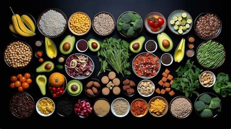 Premium Photo Top View Healthy Food Generative Ai