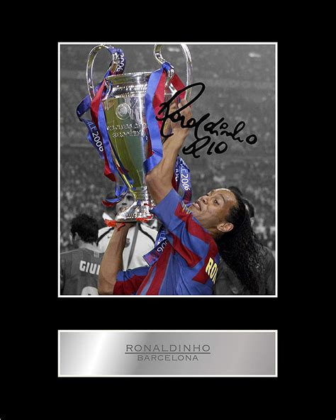 Ronaldinho Signed Mounted Photo Display Barcelona Fc Autographed