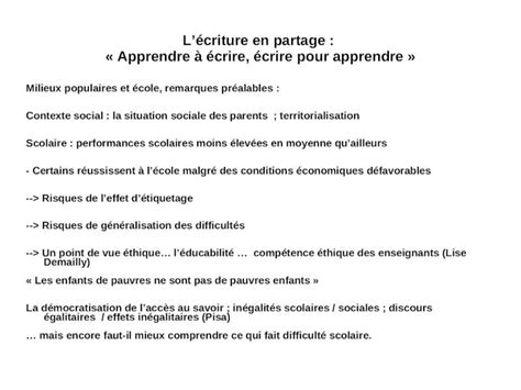 PPT Lécriture en partage Apprendre à écrire écrire pour