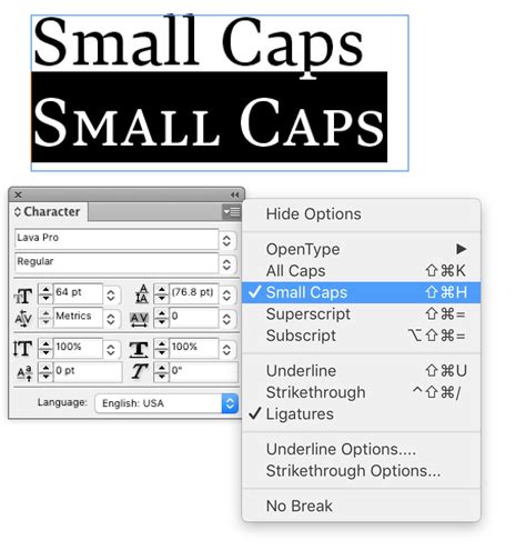 Where are the Small Caps in OpenType fonts?