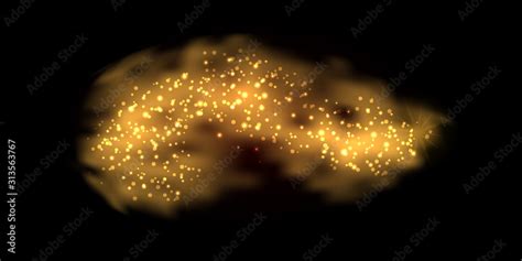 Abstract Gold Cloud With Glowing And Glitter Effect Golden Smoke With