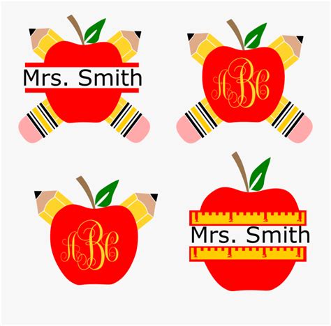 Pencil Apple Monogram Frames - Apple Teacher Monogram Svg Free , Free ...