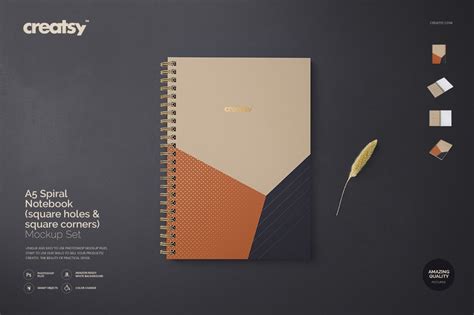 A5 Spiral Notebook Mockup Set Print Templates Creative Market