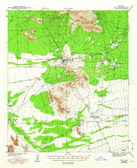 Sells Arizona 1943 1948 USGS Old Topo Map Reprint 15x15 AZ Quad