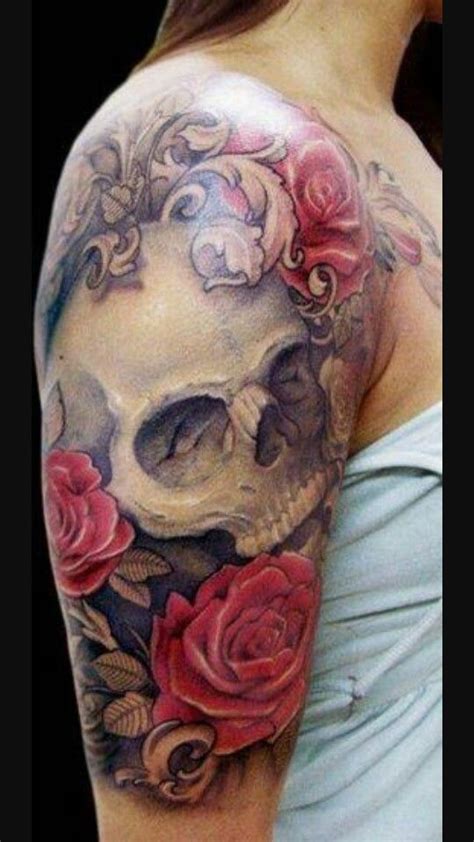 Skull Roses Half Sleeve Rose Tattoos Tattoos Skull Tattoos