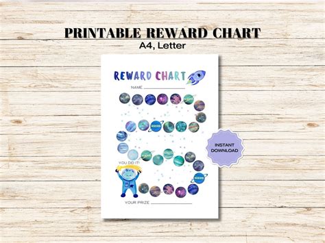 Printable Outer Space Reward Chart Astronaut Behavior Chart Daily