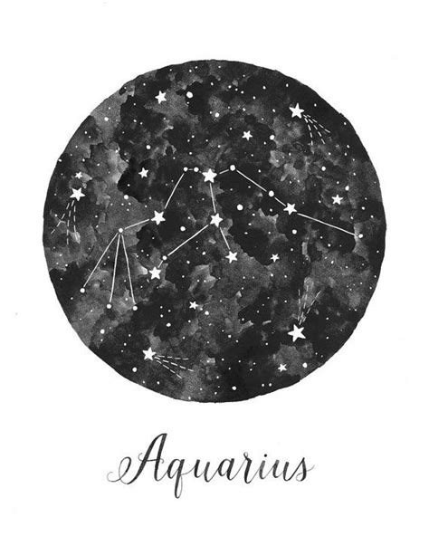 Aquarius Constellation Illustration Vertical Constellations Art