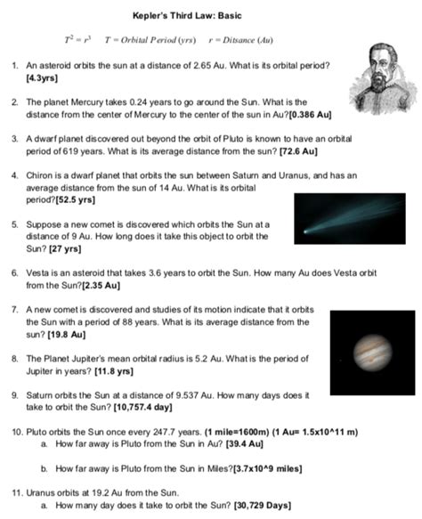 Kepler S Third Law Practice Problems With Answers Solved Kep