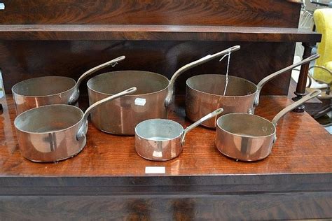 Antique French Copper Sauce Pans Set Copper Metalware