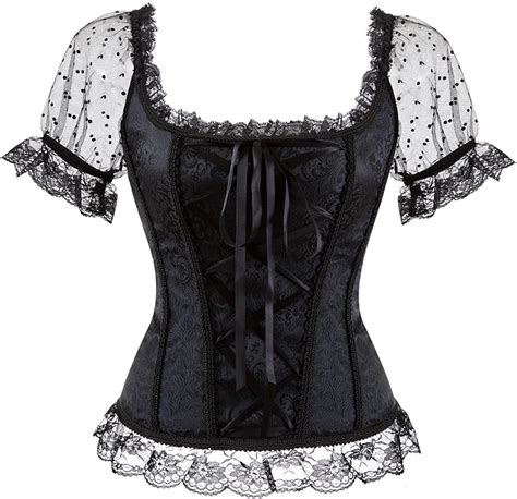 Vollbrust Korsett Bustier Vintage Corsage Mit Träger Spitze Blumen