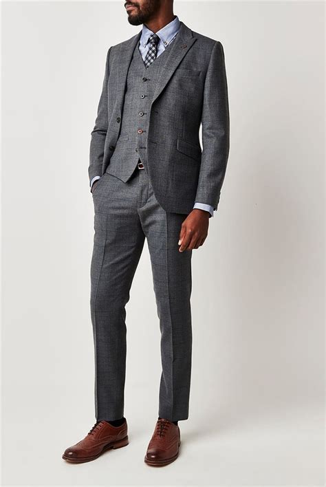 Gibson London Blue And Grey Textured Mens Suit Suit Direct