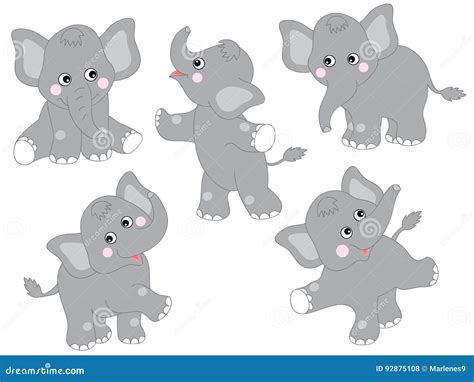 Vector Elephants Set Stock Vector Illustration Of Indian 92875108