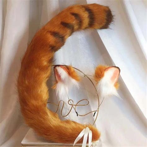 New Orange Cat Anime Simulation Beast Ear Beast Tail Wolf Ear Cat Ear