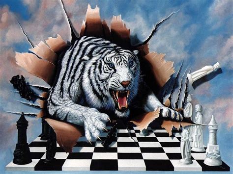 Chess Tiger Tiger Chess Abstract Fantasy HD Art Chess Tiger 480P