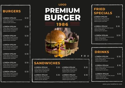 Free Simple Dark Premium Burger Food Menu Template To Design