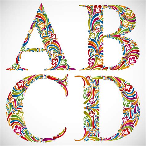 Premium Vector Ornate Alphabet Letters A B C D