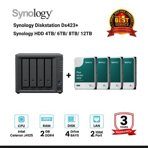 New Synology Diskstation Ds423 4 Bay Nas Synology Hdd 4tb6tb8tb