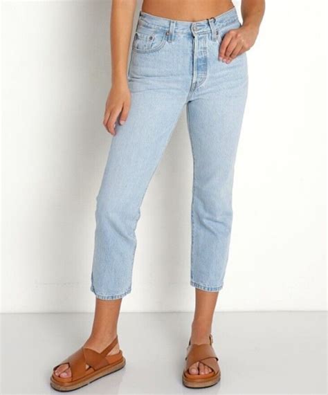 Levis Premium 501 Crop Denim Jeans In Luxor Ra 100 Gem