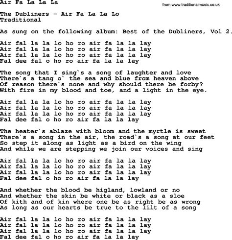 Air Fa La La La by The Dubliners - song lyrics and chords