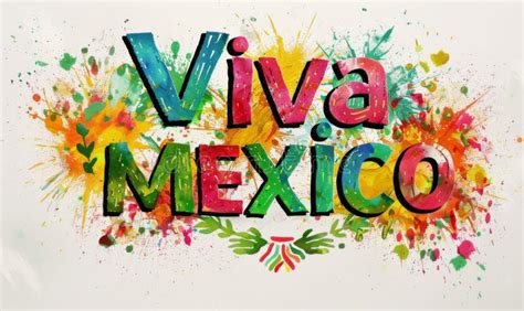 Viva Mexico Calligraphy Lettering Abstract Grunge Watercolor Painted