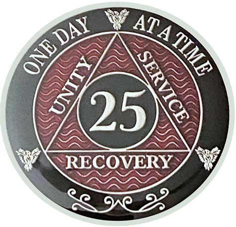 25 Year Aa Coin Silver Color Plated Medallion Recovery Chip Etsy