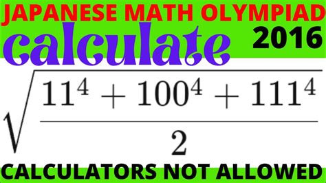 Japanese Math Olympiad Math Olympiad Questions Matholympics Youtube