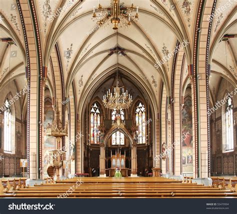 The Interior Of A Catholic Church In Europe Stock Photo 55479994