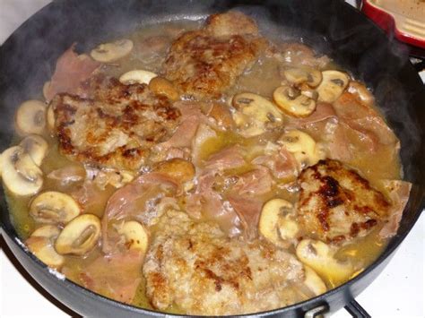 Delicious Veal Escalope With Prosciutto And Mushrooms