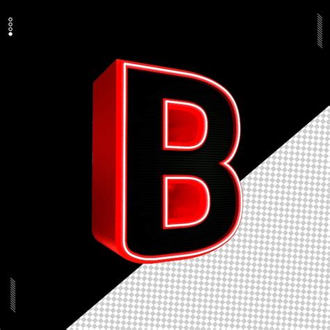 Premium PSD | 3d render letter b font red neon