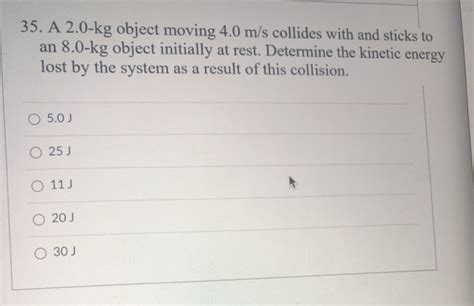 Solved A Kg Object Moving M S Collides With And Chegg